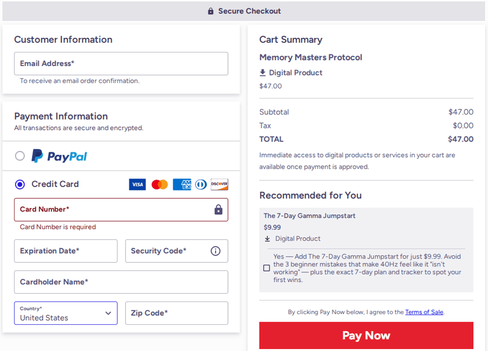 Memory Masters Protocol Checkout